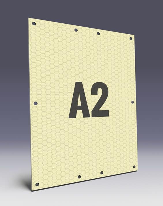 Wabenplakate aus Wabenplatten im A2 Format - Wabenstruktur stabilisiert das Kunststoffplakat
